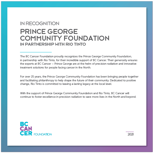 Prince George Community Foundation &amp; Rio Tinto Announce $155,000 gift to BC Cancer - Prince George